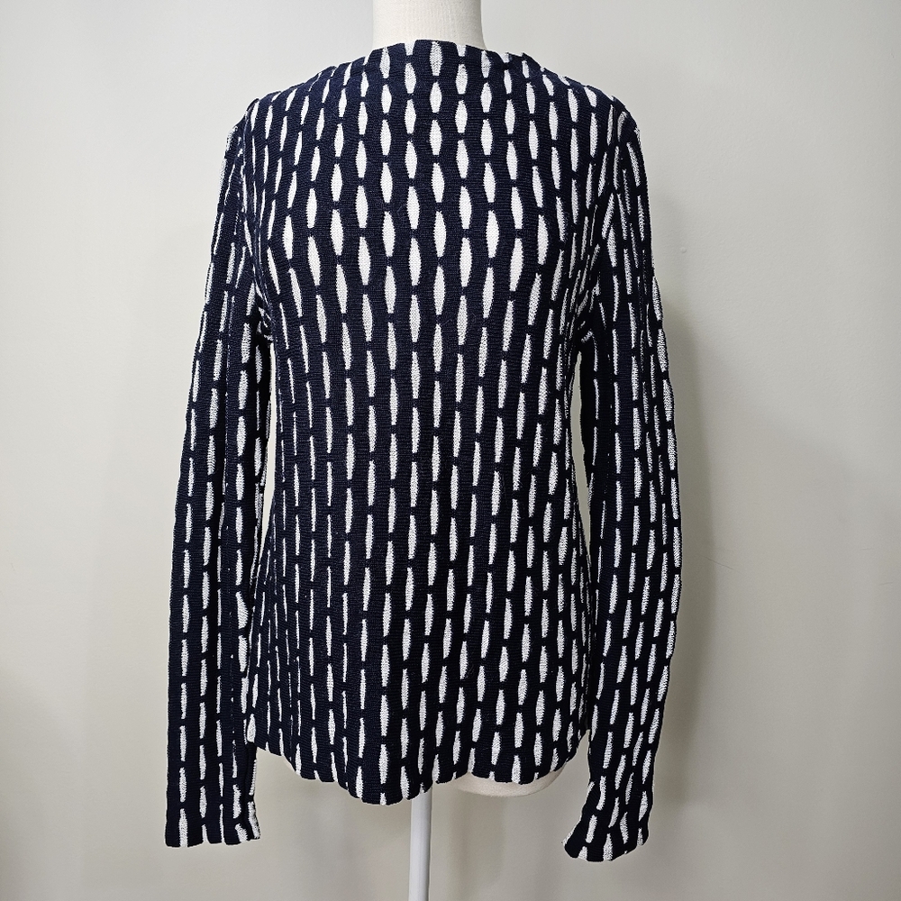 Tory Burch Navy White Boatneck Sweater